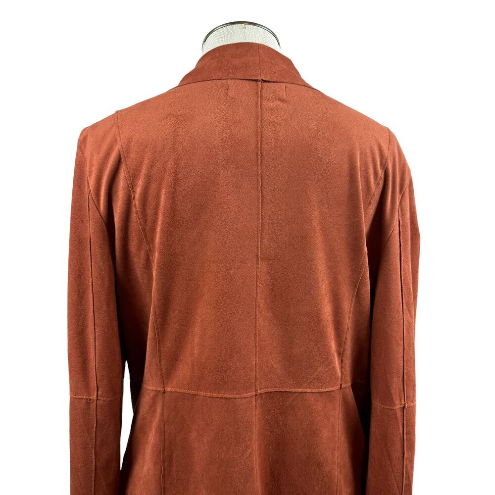 Bagatelle Women's Jacket Medium Rust Drape Open Front Zip‎ Pockets Faux Suede - Picture 5 of 9